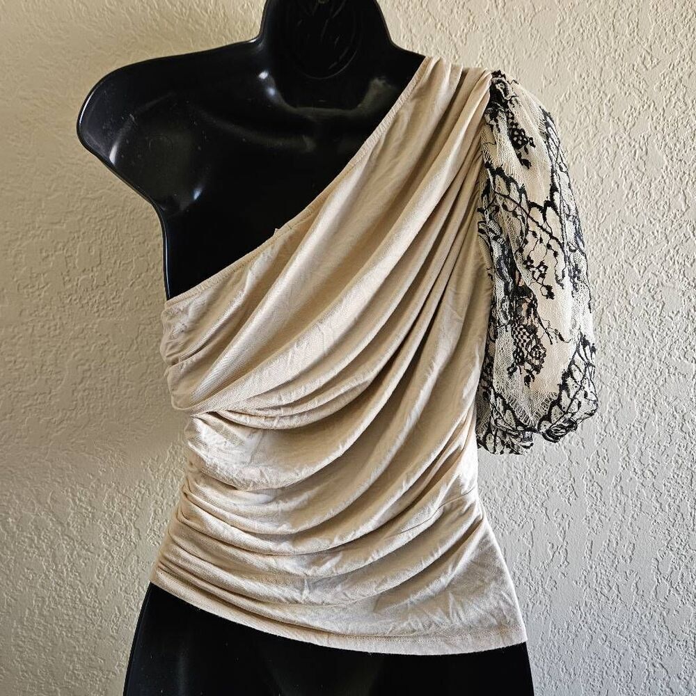 Anthropologie Dolan One-Shoulder Lace Top - Picture 8 of 11